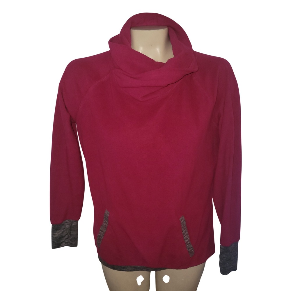 THE GAP Pink Fleece Funnel Neck Pullover Top Pocket Detail S comfy cozy casual